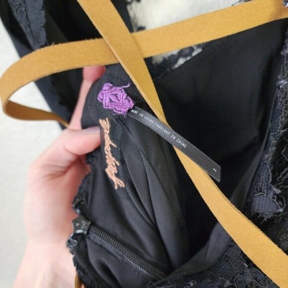 FREE PEOPLE Princapesa Black Lace Open Back Maxi Gown‎ Dress Size 2 - Picture 4 of 8